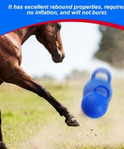 Seenelling 1 Pcs 10 Inch Horse Ball with Handle, Fruit Scented Horse Stall Toy, Anti Burst Slow Rebound Rubber Equine Play Herding Ball for Boredom Relief, Stable Enrichment...