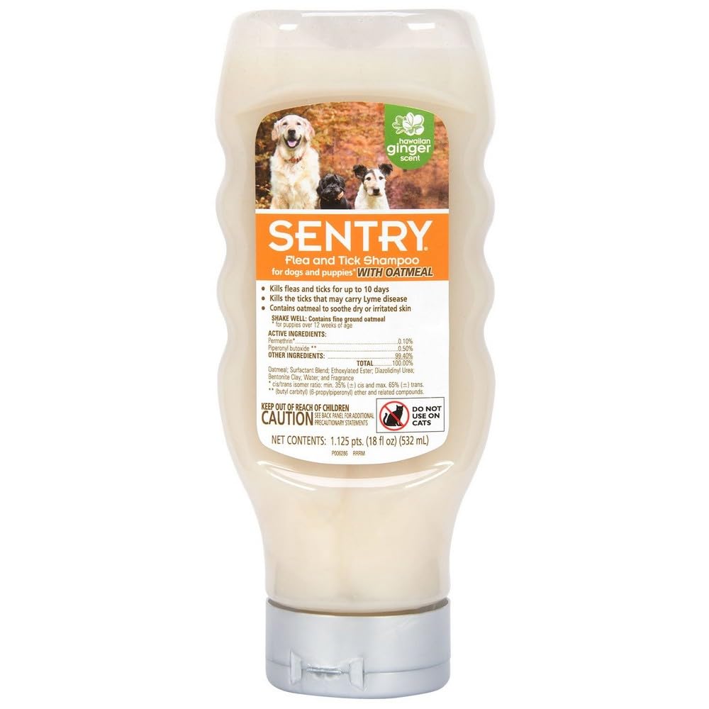 SENTRY Oatmeal Flea and Tick Shampoo for Dogs, Rid Your Dog of Fleas, Ticks, and Other Pests, Hawaii Ginger Scent, 63.5 oz