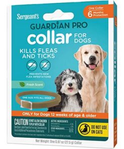 Sergeant's Guardian Pro Flea & Tick Collar for Dogs, Kills Fleas & Ticks, Long Lasting Protection for 6 Months, Fresh Scent, One Size Fits All, 1 Collar