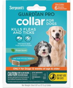Sergeant's Guardian Pro Flea & Tick Collar for Dogs, Kills Fleas & Ticks, Long Lasting Protection for 6 Months, Fresh Scent, One Size Fits All, 1 Collar