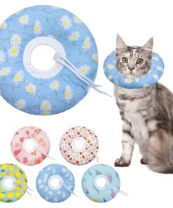 Seyezo Cat Cone Collar Soft, Adjustable Cat Recovery Collars Spay Cones to Stop Licking, Cute Donut E Collar After Surgery, Anti-Lick Wound Healing Elizabethan Collar for...
