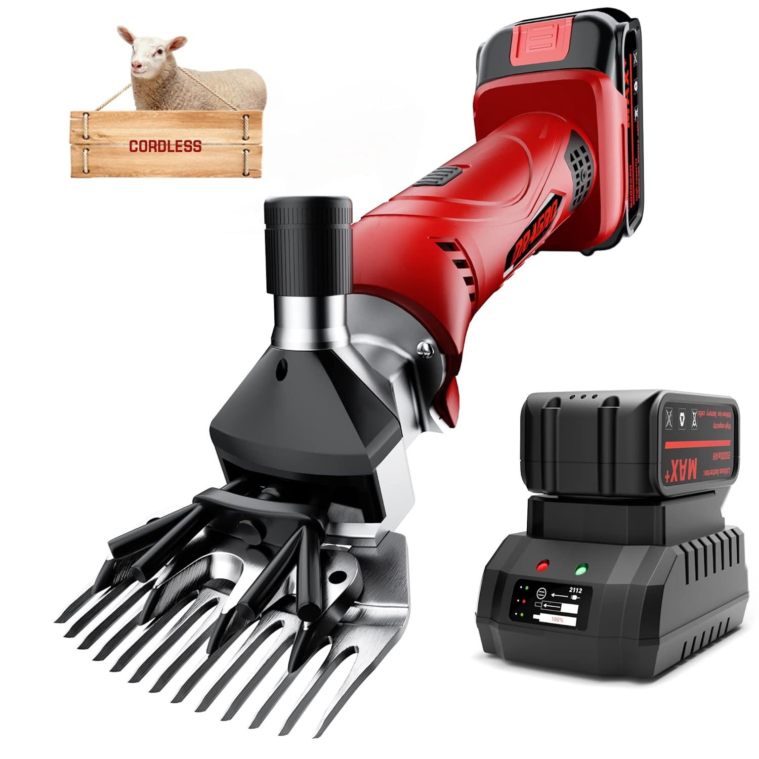 Sheep Clippers 600W, Professional Animal Shearing Machine, Farm Livestock Grooming Kit, Heavy Duty Electric Clippers for Thick Coat Animals (Sheep Clippers-600W)