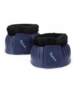 Shires Arma Overreach Fleece Bell Boots - Durable Gum Rubber with SupaFleece Trim and Double Velcro Black/Full