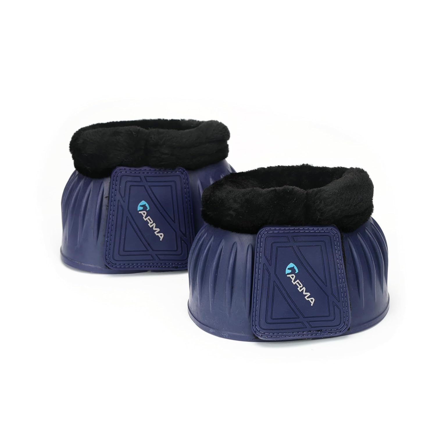 Shires Arma Overreach Fleece Bell Boots - Durable Gum Rubber with SupaFleece Trim and Double Velcro Black/Full