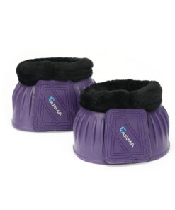 Shires Arma Overreach Fleece Bell Boots - Durable Gum Rubber with SupaFleece Trim and Double Velcro Black/Full