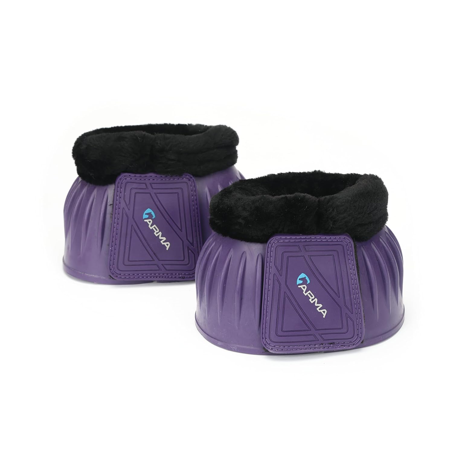 Shires Arma Overreach Fleece Bell Boots - Durable Gum Rubber with SupaFleece Trim and Double Velcro Black/Full