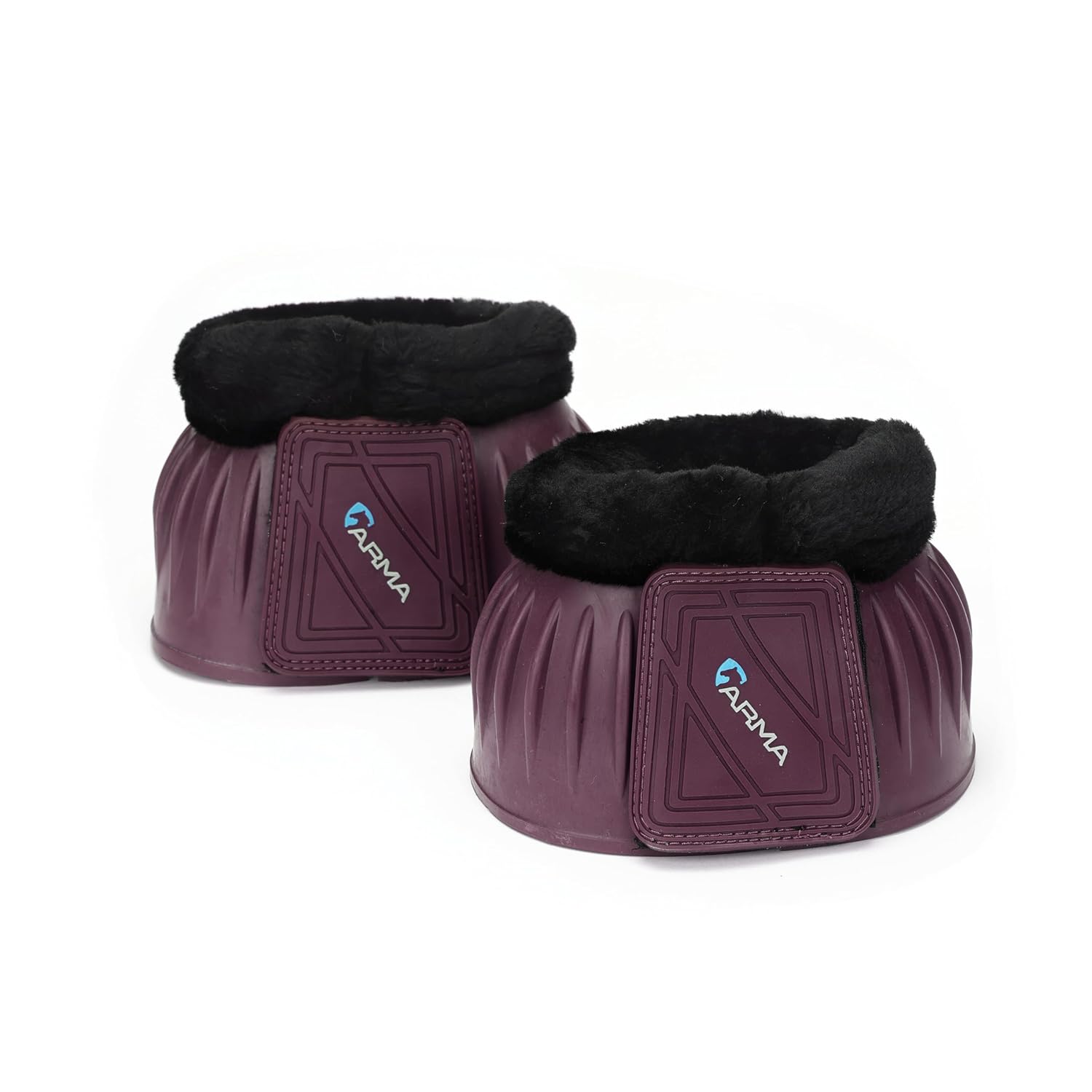 Shires Arma Overreach Fleece Bell Boots - Durable Gum Rubber with SupaFleece Trim and Double Velcro Black/Full