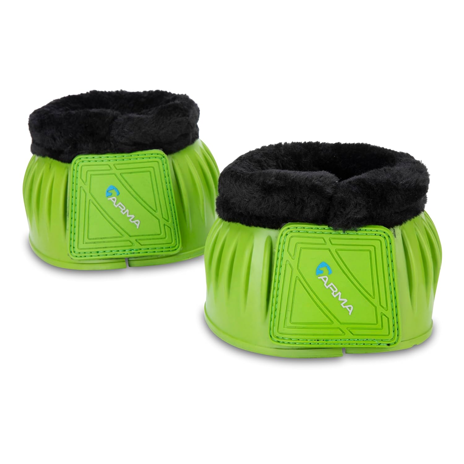 Shires Arma Overreach Fleece Bell Boots - Durable Gum Rubber with SupaFleece Trim and Double Velcro Black/Full
