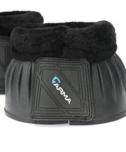 Shires Arma Overreach Fleece Bell Boots - Durable Gum Rubber with SupaFleece Trim and Double Velcro Black/Full