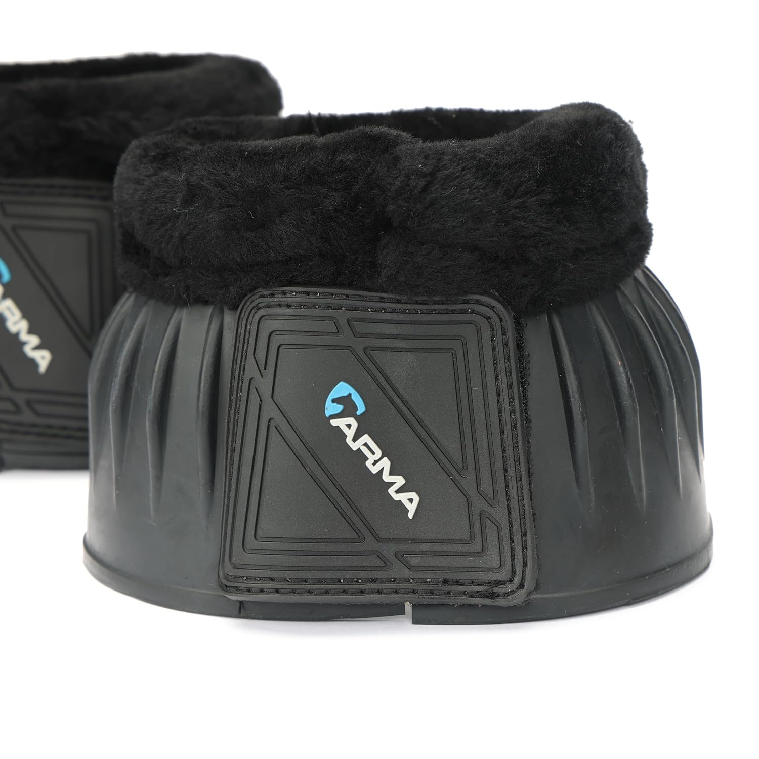 Shires Arma Overreach Fleece Bell Boots - Durable Gum Rubber with SupaFleece Trim and Double Velcro Black/Full