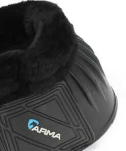 Shires Arma Overreach Fleece Bell Boots - Durable Gum Rubber with SupaFleece Trim and Double Velcro Black/Full