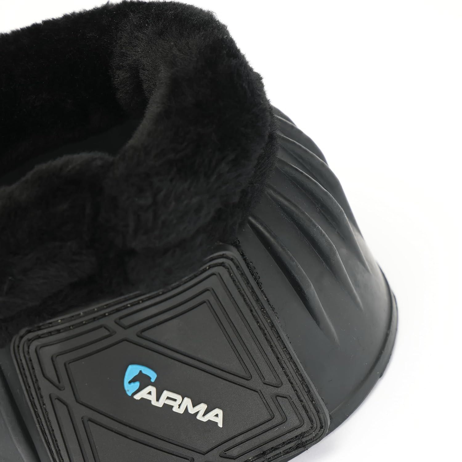 Shires Arma Overreach Fleece Bell Boots - Durable Gum Rubber with SupaFleece Trim and Double Velcro Black/Full