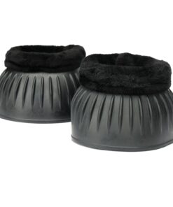 Shires Arma Overreach Fleece Bell Boots - Durable Gum Rubber with SupaFleece Trim and Double Velcro Black/Full