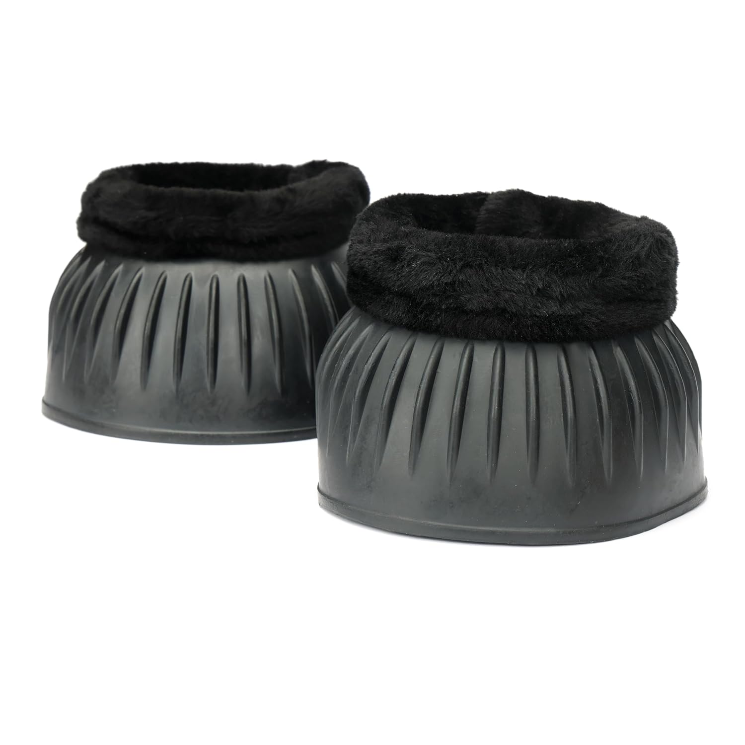 Shires Arma Overreach Fleece Bell Boots - Durable Gum Rubber with SupaFleece Trim and Double Velcro Black/Full