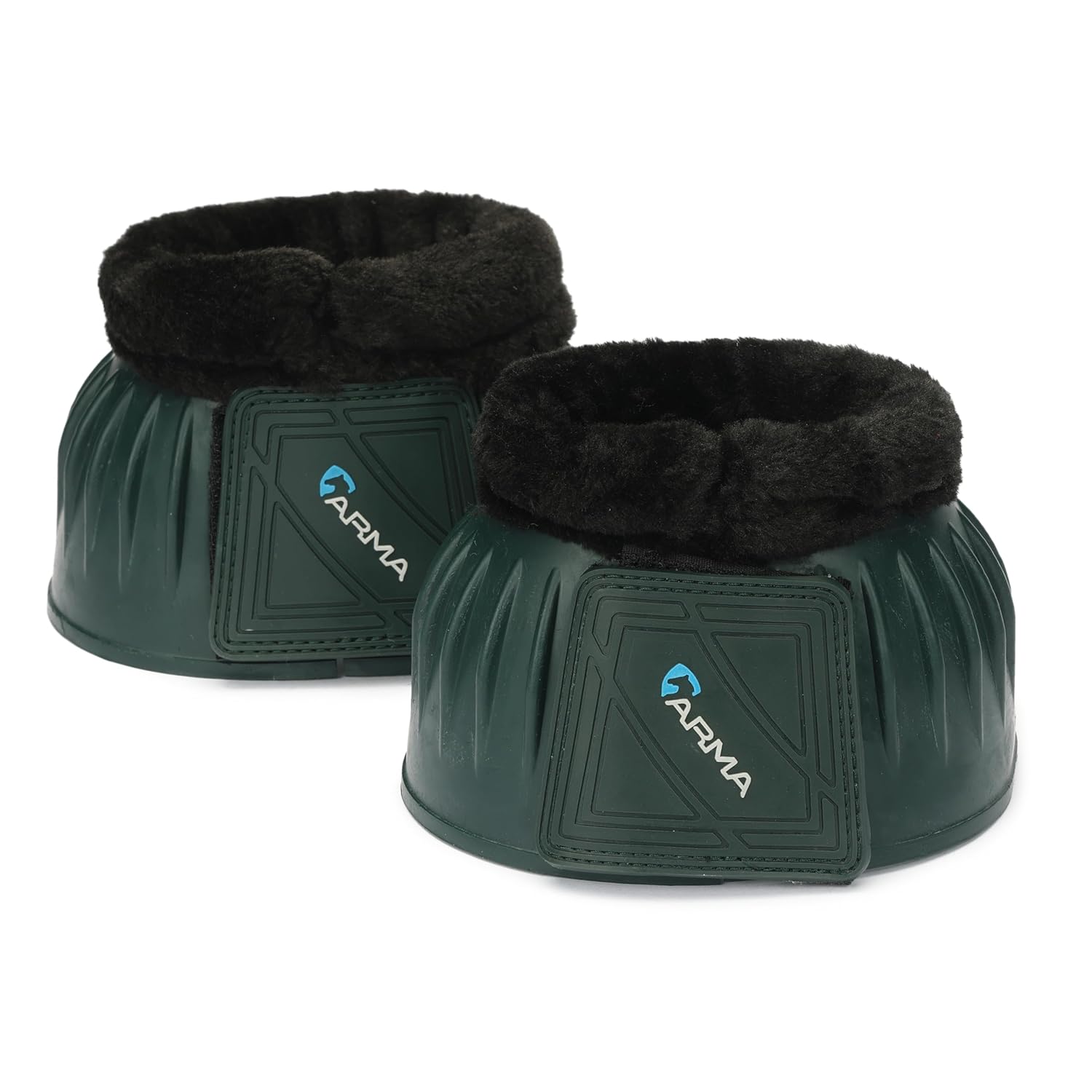 Shires Arma Overreach Fleece Bell Boots - Durable Gum Rubber with SupaFleece Trim and Double Velcro Black/Full