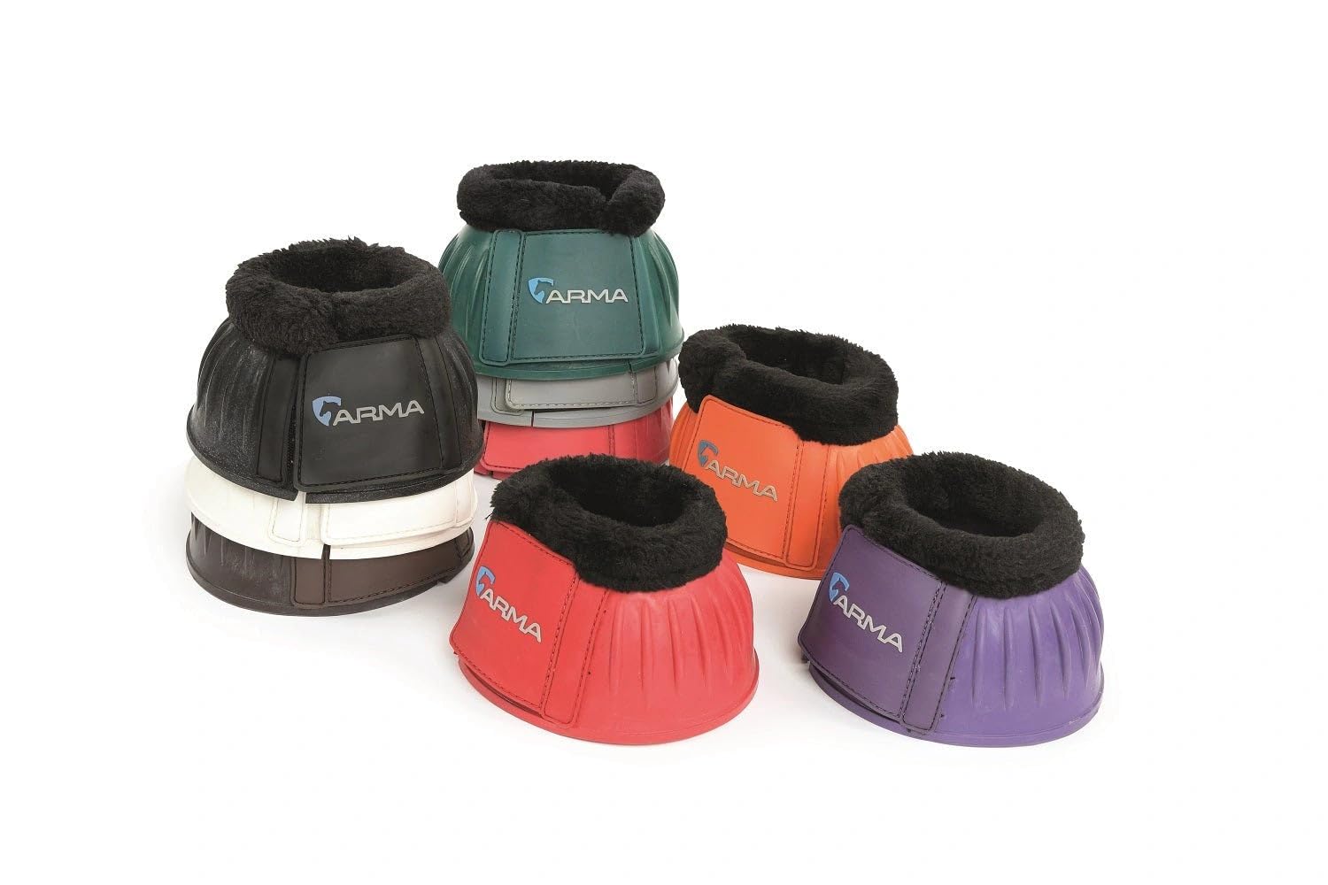 Shires Arma Overreach Fleece Bell Boots - Durable Gum Rubber with SupaFleece Trim and Double Velcro Black/Full
