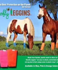 SHOOFLY Horse Leggins, Patented Loose Fitting Fly Boots, Breathable Plastic Mesh (Blue/Medium)