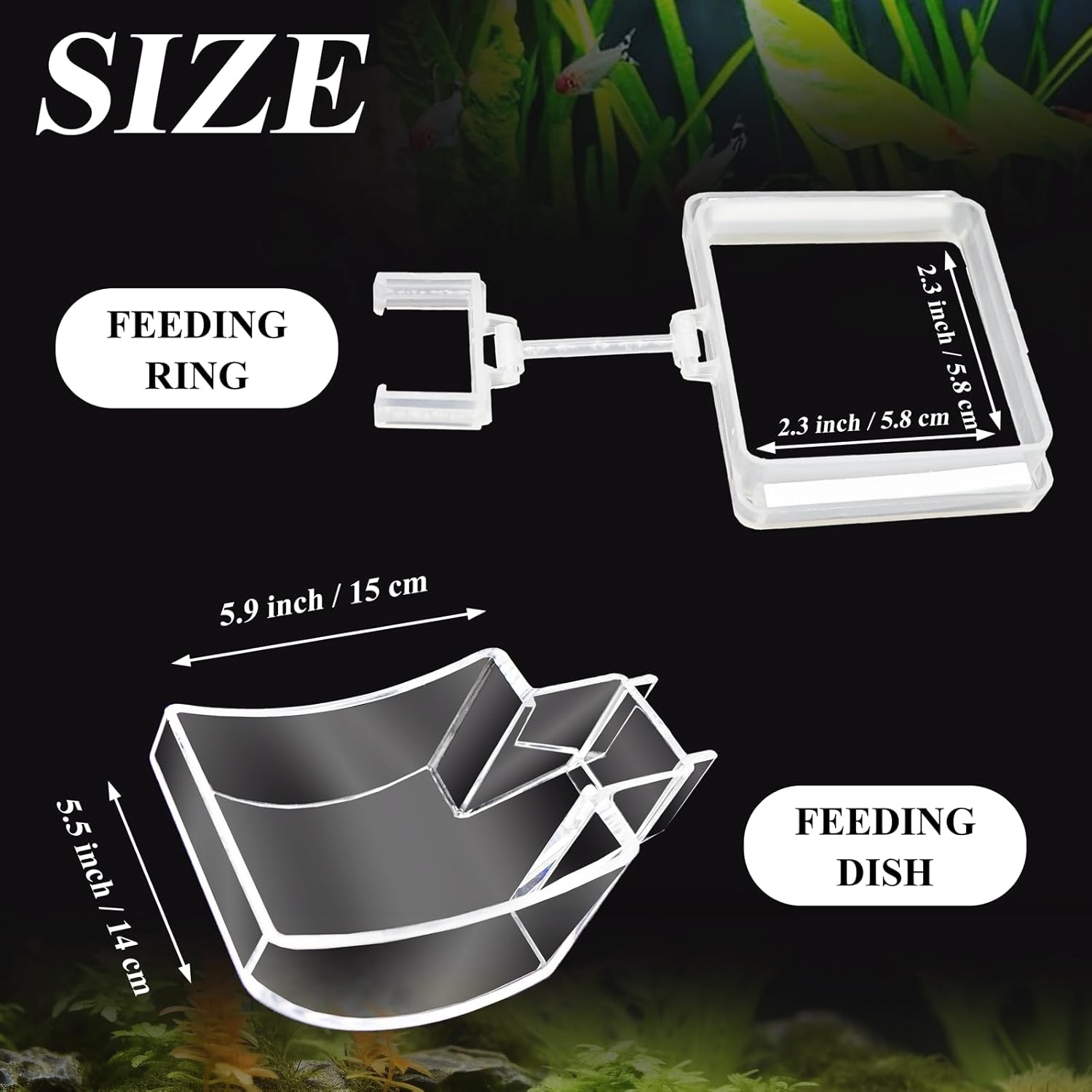 Shrimp Feeder Tube and Dish Set - Aquarium Fish Feeder with Feeding Ring and Cleaning Brush - Prevent Food Scattering
