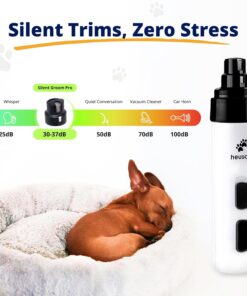 Silent Groom Pro Pet Nail Grinder | Whisper Quiet Claw Trimmer for Dogs, Cats and Other Animals | Safe & Stress Free Nail Grooming, Ideal for Sensitive Dogs of All Breeds & Sizes