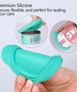 Silicone Pet Food Can Covers - Airtight Lids for Dog & Cat Wet Food Storage, Bone Appetit Food Savers for Freshness (Aqua Saltwater 2 Pack)