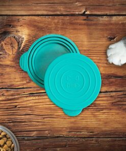 Silicone Pet Food Can Covers - Airtight Lids for Dog & Cat Wet Food Storage, Bone Appetit Food Savers for Freshness (Aqua Saltwater 2 Pack)