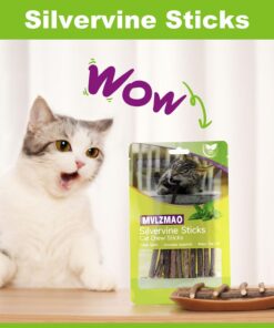 Silvervine Sticks for Cats Natural Catnip Kitten & Cat Chew Stick Toys Chew Sticks Teeth Molar Chewing Toys for Cat Kitty Gifts