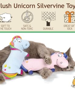 Silvervine Unicorn 2-Pack Organic Catnip Substitute Toys for Cats & Kittens | 100% All-Natural Wild Harvested | 2 Refillable Unicorn Kicker Cat Toys