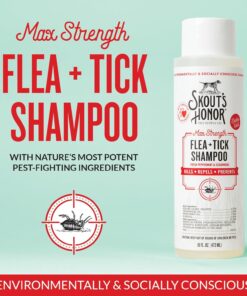 Skout's Honor Flea and Tick Shampoo for Dogs - Natural Peppermint & Cedarwood Formula, Helps to Protect from and Against Fleas, Ticks, and Mosquitos, 16 oz