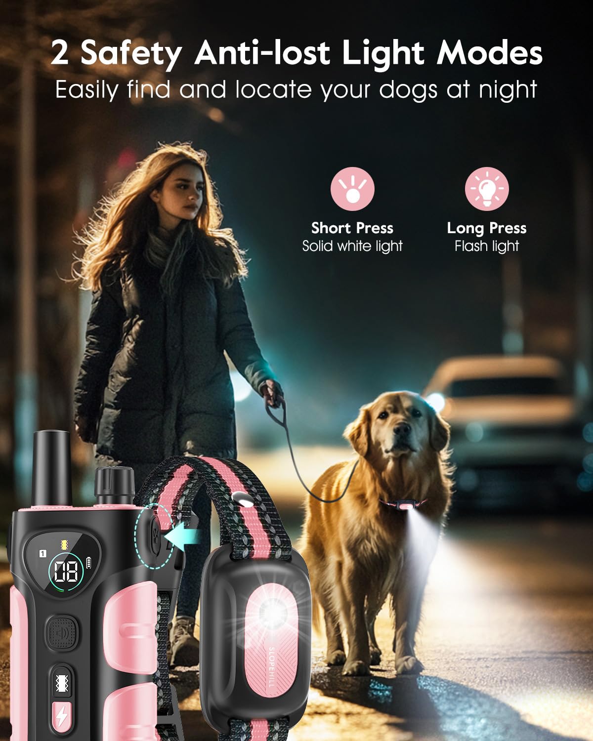 SLOPEHILL Dog Shock Collar,4200FT Dog Training Collar with Remote,IPX8 Waterproof E-Collar with Beep,Vibration,Shock,Flash Light,No Shock Mode,Electric Shock Collar for Small...