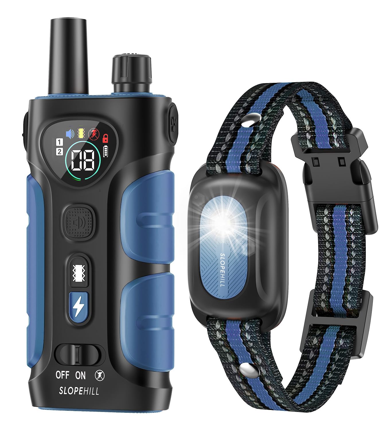 SLOPEHILL Dog Shock Collar,4200FT Dog Training Collar with Remote,IPX8 Waterproof E-Collar with Beep,Vibration,Shock,Flash Light,No Shock Mode,Electric Shock Collar for Small...