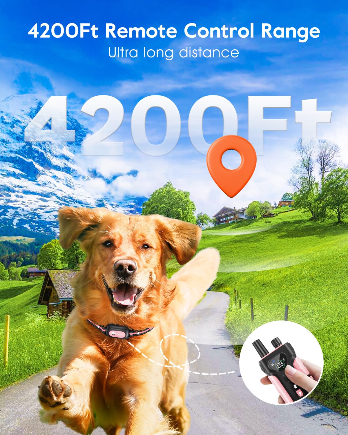 SLOPEHILL Dog Shock Collar,4200FT Dog Training Collar with Remote,IPX8 Waterproof E-Collar with Beep,Vibration,Shock,Flash Light,No Shock Mode,Electric Shock Collar for Small...