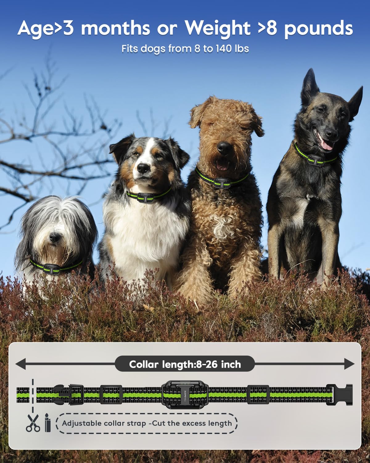 SLOPEHILL Dog Training Collar with Remote, 4200FT Electronic Shock Collar,Waterproof E-Collar with Beep, Vibration, Shock, Flash Light and No Shock Mode, Fit for Small Medium...