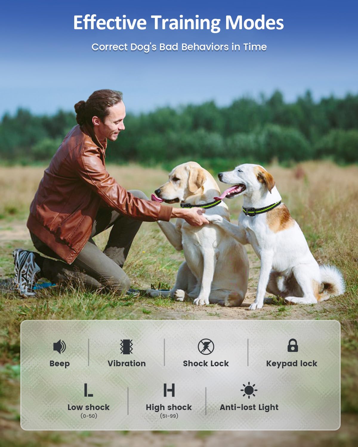 SLOPEHILL Dog Training Collar with Remote, 4200FT Electronic Shock Collar,Waterproof E-Collar with Beep, Vibration, Shock, Flash Light and No Shock Mode, Fit for Small Medium...