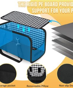SlowTon Console Dog Car Seat - Portable Dogs Armrest Booster Seat for Small Dog, Anti-Collapse Pet Car Seat with Soft Cushion Safety Belt, Support Pet Up to 11lbs (Black)