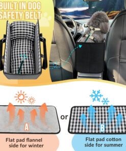SlowTon Console Dog Car Seat - Portable Dogs Armrest Booster Seat for Small Dog, Anti-Collapse Pet Car Seat with Soft Cushion Safety Belt, Support Pet Up to 11lbs (Black)