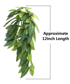 SLSON Reptile Plants Hanging Silk Terrarium Plant with Suction Cup for Bearded Dragons,Lizards,Geckos,Snake Pets and Hermit Crab Tank Habitat Decorations,Small Size,12 inches Green