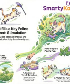 SmartyKat Natural Catnip Canister, 100% Natural Cat Nip for Cats, Premium Dried Catnip for Indoor Cats, Positive Training Aid for Play and Exercise, Resealable Shaker Bottle, 2...