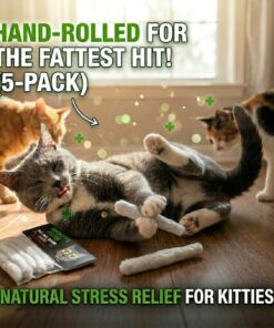 Smokey's Stash Funny Catnip Joint Toy for Cats (5-Pack) - High Potency All-Natural Catnip Kicker - Durable Hand-Rolled Cotton Novelty Cat Gift Interactive Kitten Toy Joints