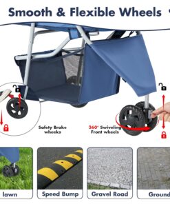 Smug 3 Wheels Pet Stroller, Dog and Cat Strollers with Storage Basket and Cup Holder, Lightweight Travel Carrier, Breathable, Waterproof and Foldable for Small Pets Outdoor...