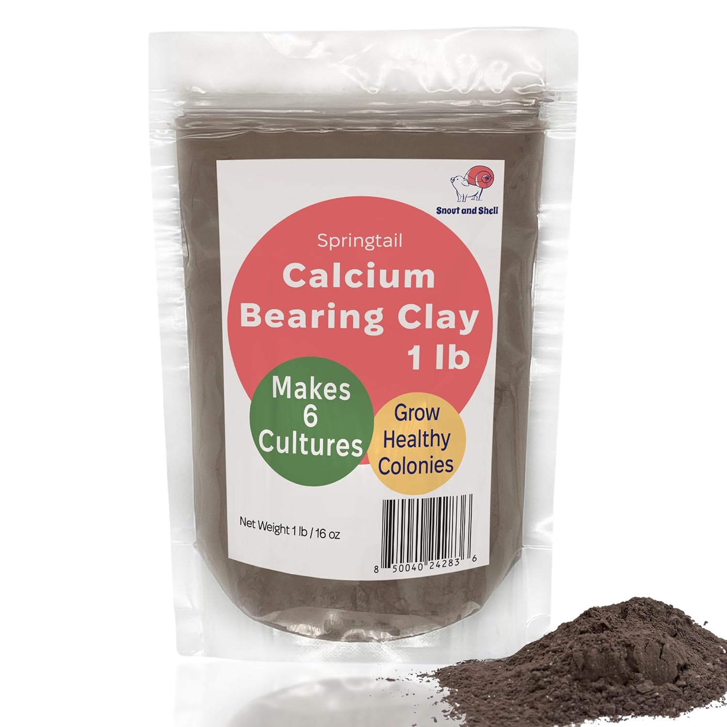 Snout and Shell Springtail Calcium Bearing Clay - 2 lb | Ideal for Culturing Springtails, Reptile and Amphibian Terrariums, and Natural Habitat Cleanup Crew