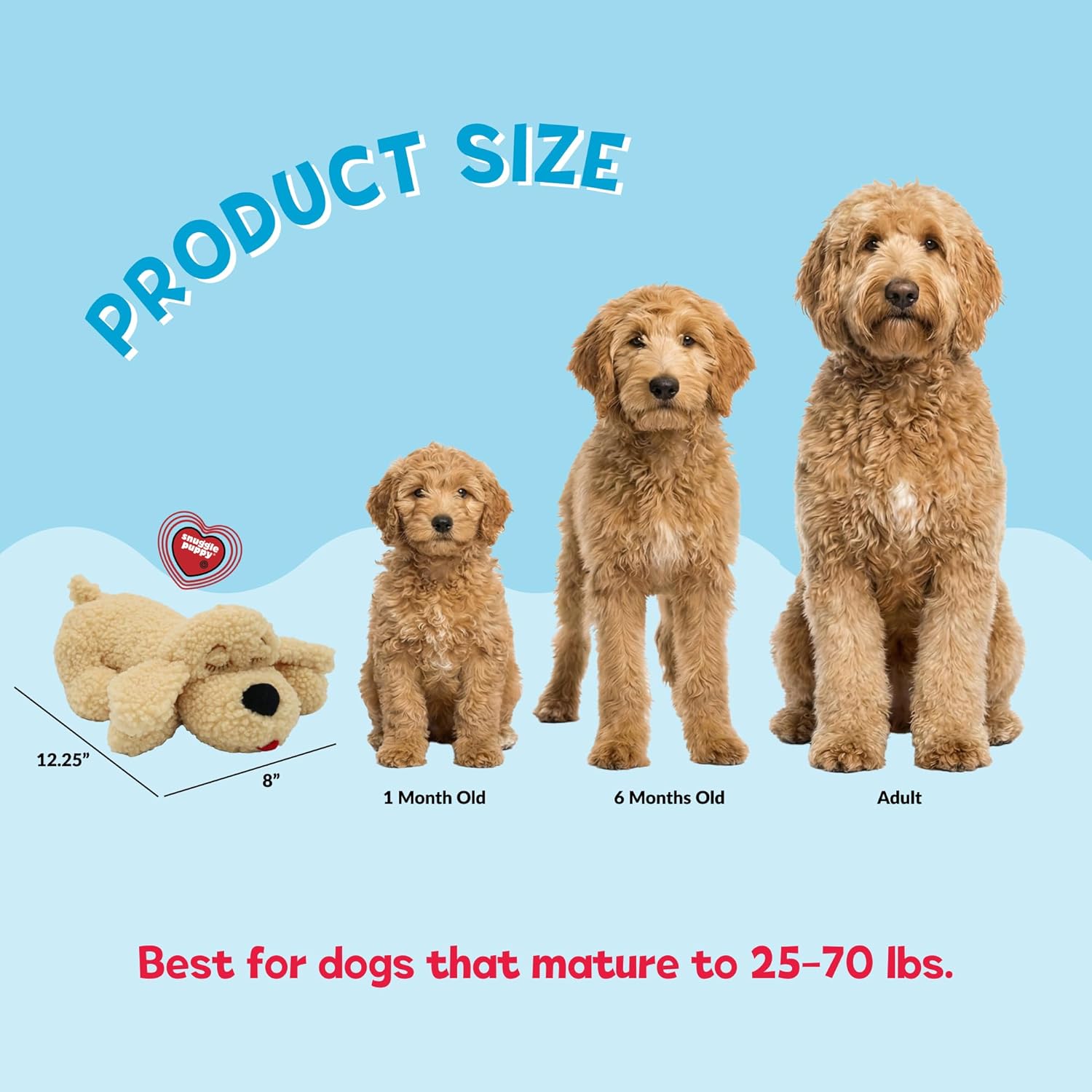 Snuggle Puppy Heartbeat Dog Toy for Puppies, Real-Feel Heartbeat, Calming Sleep Aid and Crate Training Comfort Toy with Heat Pack, Medium Breed Buddies Doodle Appearance...