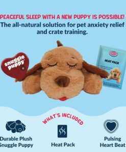 Snuggle Puppy Original Heartbeat Puppy Toy with Real-Feel Pulse & Heat Pack, Calming Sleep Aid for Puppy Anxiety, Crate Training, First Nights & New Puppy Transition - Biscuit