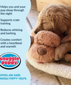 Snuggle Puppy Original Heartbeat Puppy Toy with Real-Feel Pulse & Heat Pack, Calming Sleep Aid for Puppy Anxiety, Crate Training, First Nights & New Puppy Transition - Biscuit