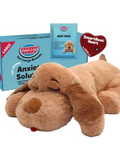 Snuggle Puppy Original Heartbeat Puppy Toy with Real-Feel Pulse & Heat Pack, Calming Sleep Aid for Puppy Anxiety, Crate Training, First Nights & New Puppy Transition - Biscuit