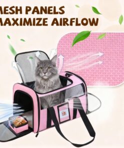 Soft Cat Carrier for Pets Up to 15 lbs, TSA Approved for Airline in-Cabin, Cat Travel Bag with Detachable Cat Food Bowl, Pet Carriers for Small Dogs, Waterproof Travel Puppy...