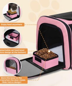 Soft Cat Carrier for Pets Up to 15 lbs, TSA Approved for Airline in-Cabin, Cat Travel Bag with Detachable Cat Food Bowl, Pet Carriers for Small Dogs, Waterproof Travel Puppy...