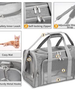 Soft-Sided Cat/Dog/Pet Carrier, Collapsible Pets Travel Carriers for Big Cats/Small Dogs with Shoulder Strap & Removable Mat, Mesh Puppy Carry Bag, Up to 16 Lbs, TSA Airline...