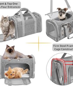 Soft-Sided Cat/Dog/Pet Carrier, Collapsible Pets Travel Carriers for Big Cats/Small Dogs with Shoulder Strap & Removable Mat, Mesh Puppy Carry Bag, Up to 16 Lbs, TSA Airline...