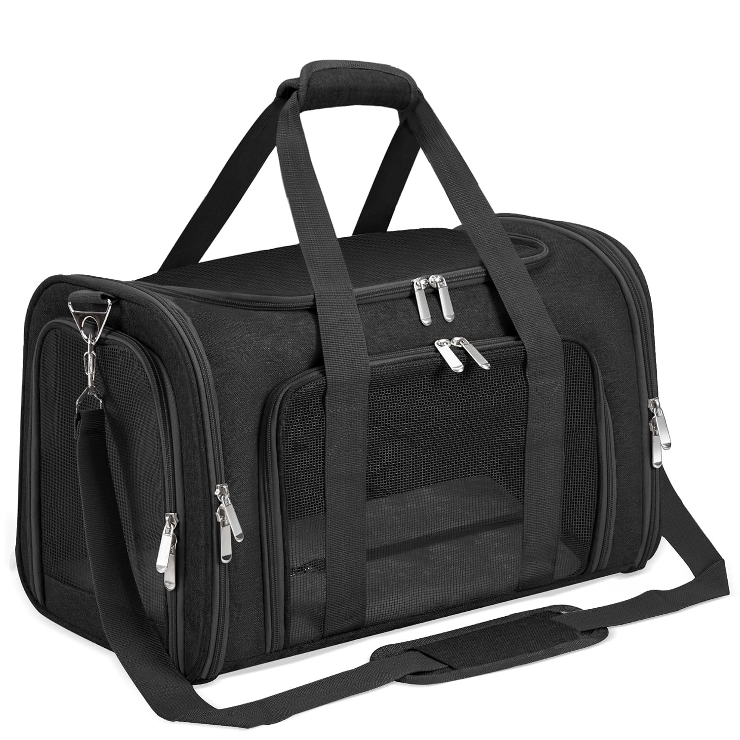 Soft-Sided Cat/Dog/Pet Carrier, Collapsible Pets Travel Carriers for Big Cats/Small Dogs with Shoulder Strap & Removable Mat, Mesh Puppy Carry Bag, Up to 16 Lbs, TSA Airline...