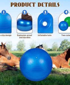 Sotiff 2 Pcs 40 Inch Horse Ball for Play Large Horse Big Equine Herding Anti Burst Dog Ball Soccer Giant, Pump Included(40 Inch,Green, Blue)